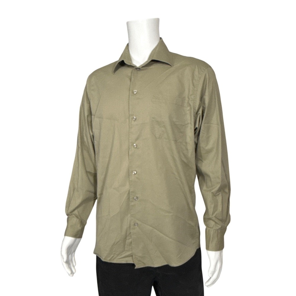 Kenneth Cole‎ Reaction Mens Slim Fit Button Down Shirt Olive Green Large - Picture 3 of 9